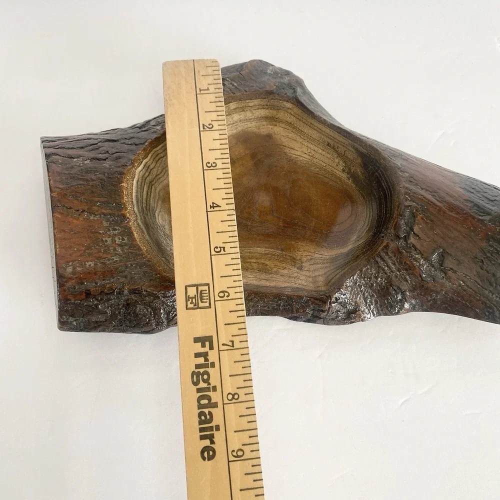 Hand Turned Wooden Bowl Artisan Handmade Live Edge Wood‎ Plant Tray Rustic Art